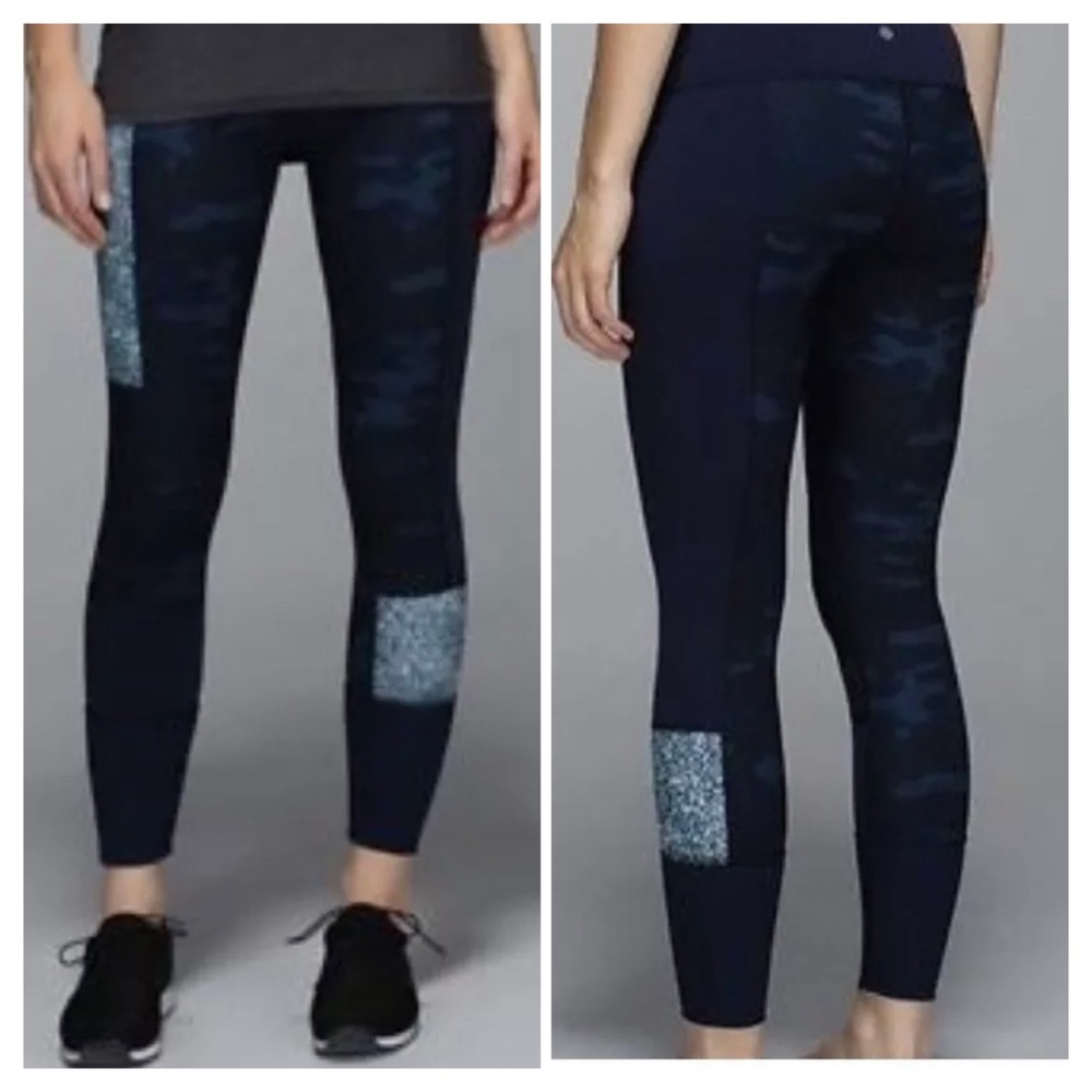 LULULEMON WUNDER UNDER Pant Sashiko Inkwell Navy Blue Camo camouflage 4